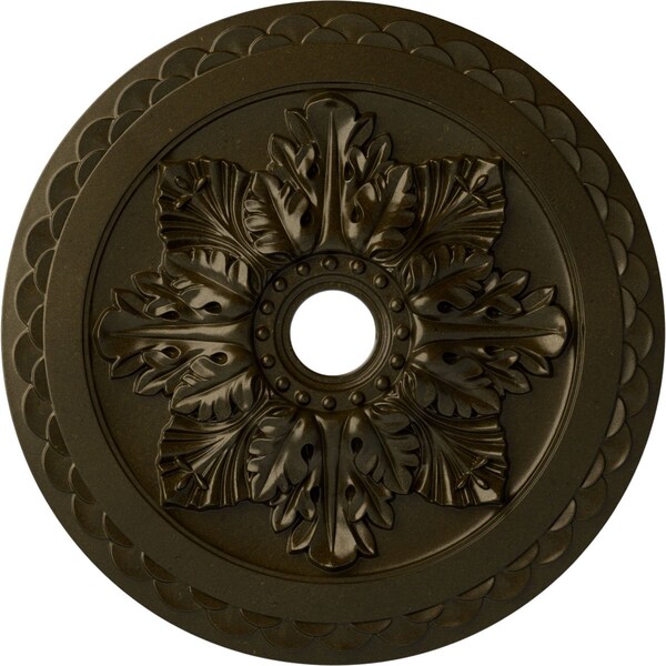 Ekena Millwork Bordeaux Deluxe Ceiling Medallion (Fits Canopies up to 4"), 23 5/8"OD x 3"ID x 2"P, Green Gold CM23BOGGS - main